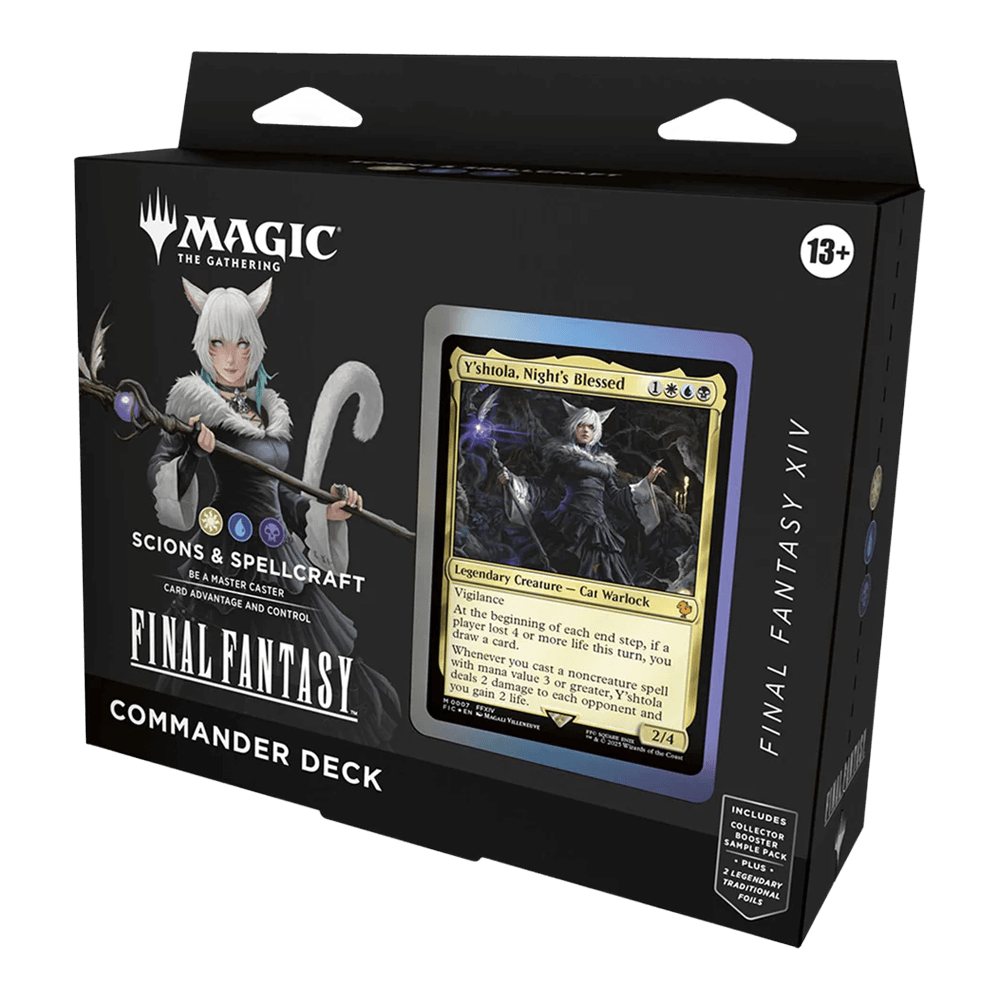 Magic: The Gathering: Final Fantasy Commander Deck - Scions & Spellcraft packaging with card display