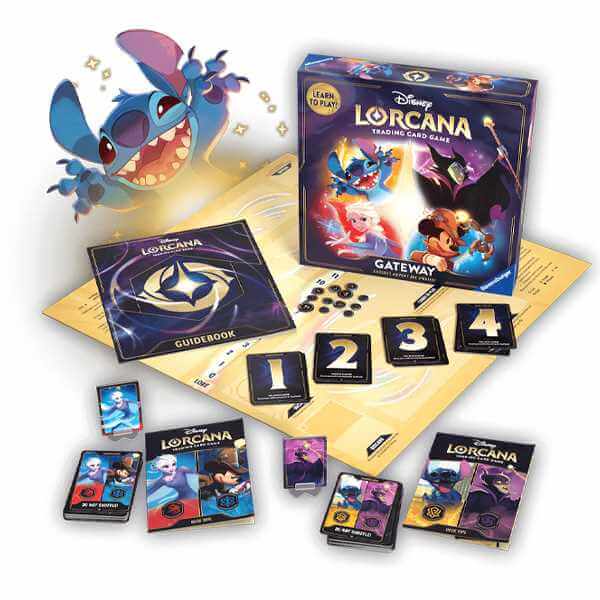 Disney Lorcana Trading Card Game - Gateway - Set 5-8 box and cards with Disney characters