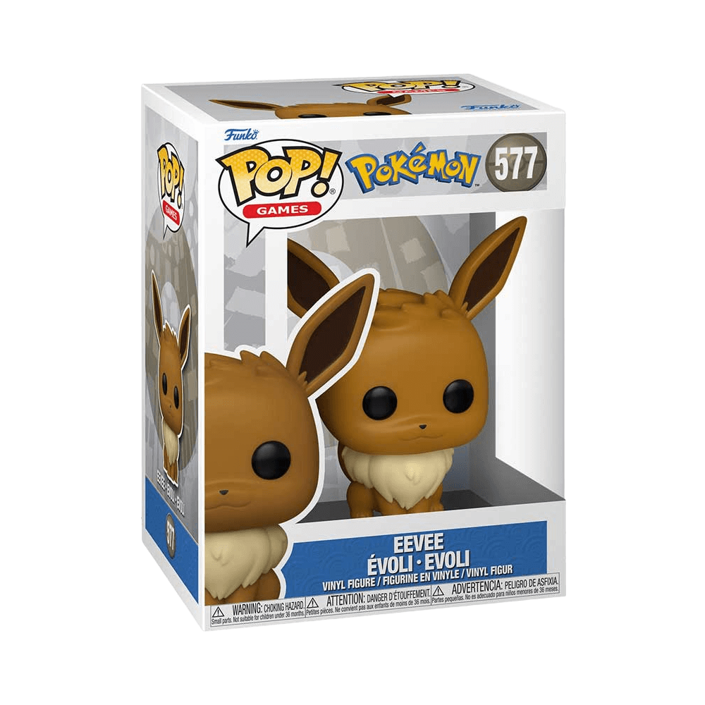 Funko Pop Games: Pokemon - Eevee vinyl figure in box, 10-inch jumbo collectible.