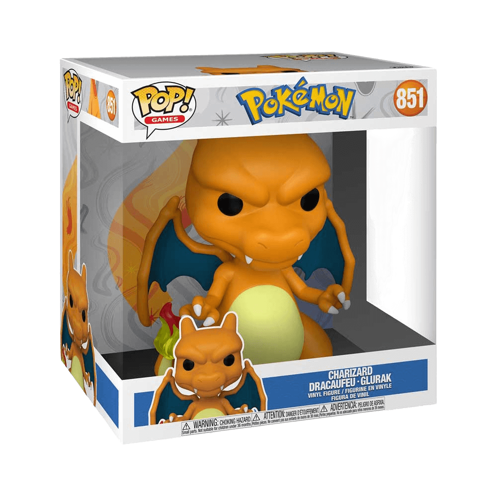 Funko Pop Jumbo: Pokemon - Charizard vinyl figure in box, 10.9-inches tall, perfect for Pokémon collectors.