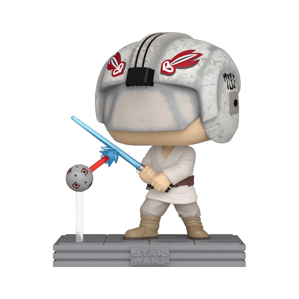 Funko Pop Star Wars: Luke/Remote vinyl bobblehead with lightsaber training, 4.55-inch collectible figurine, Rebel Alliance series.