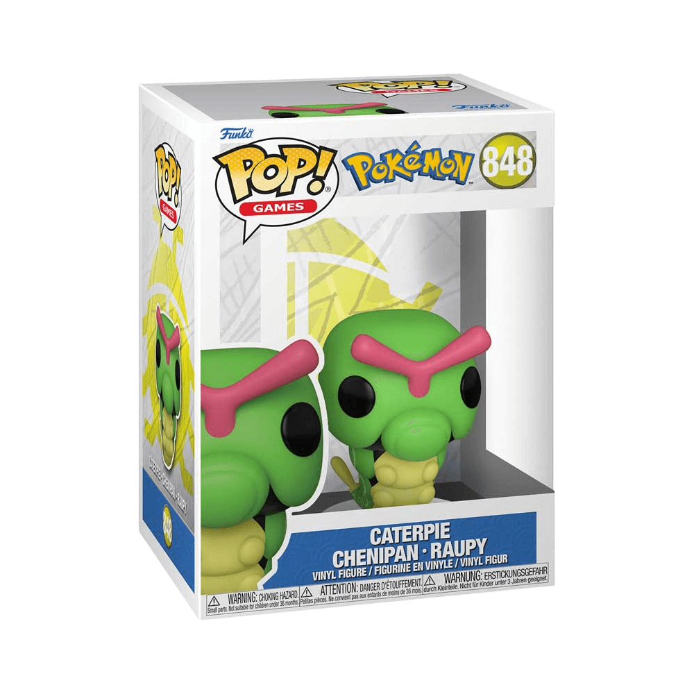 Funko Pop Games: Pokemon - Caterpie vinyl figure in packaging, 4.95 inches tall, exclusive collectible for Pokemon fans and trainers