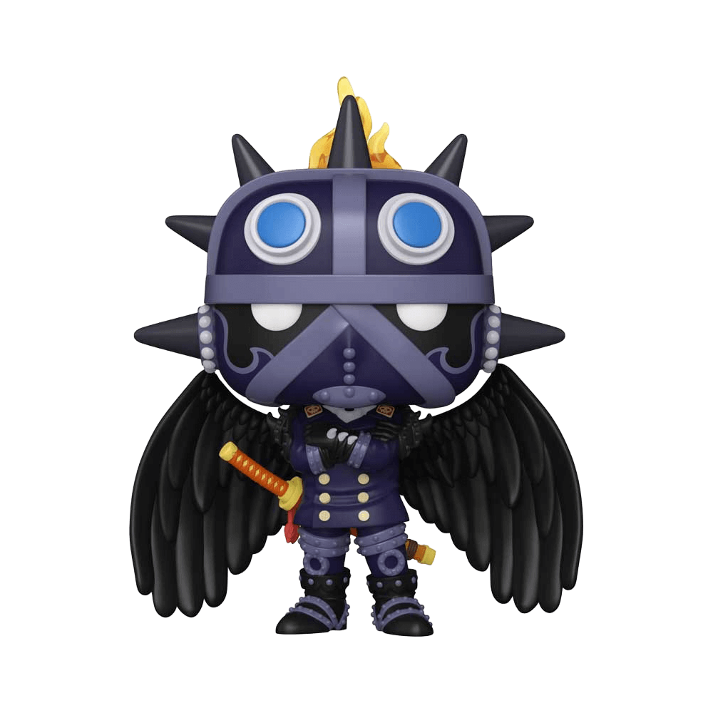 Funko Pop Plus: One Piece - King vinyl figure with black wings and spikes, part of the Beast Pirates collection, 4.7-inches tall.