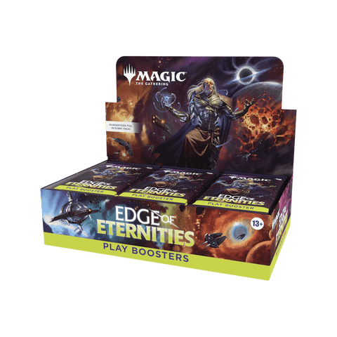 Magic: The Gathering: Edge of Eternities Play Booster Box featuring cosmic artwork and cards for intergalactic adventures.