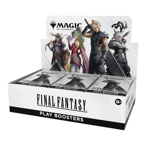 Magic: The Gathering: Final Fantasy Play Booster Box featuring iconic characters from Final Fantasy series.