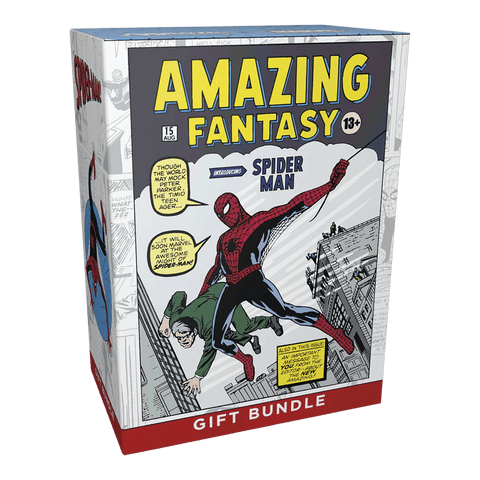 Magic: The Gathering: Marvel's Spider-Man Gift Bundle box featuring Amazing Fantasy comic cover art.