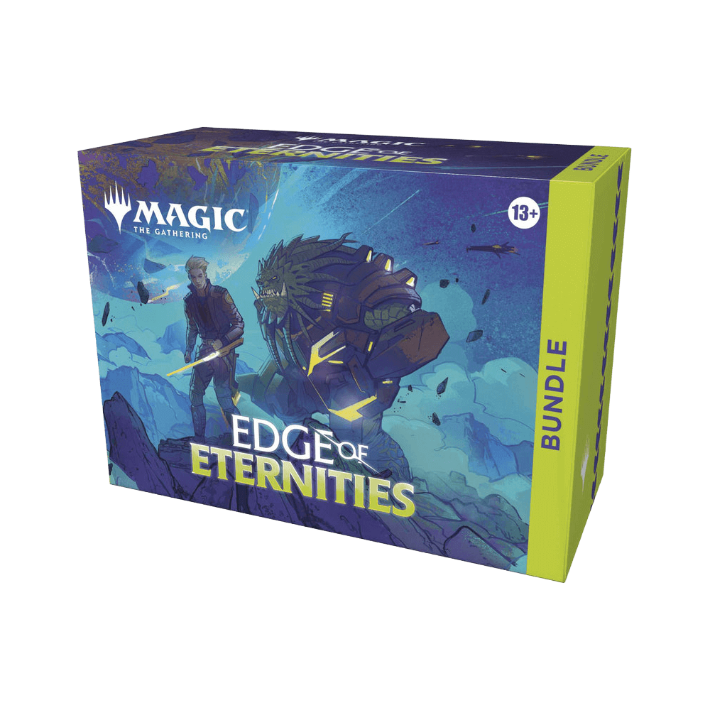 Magic: The Gathering - Edge of Eternities Bundle box with artwork of character and creature in a cosmic scene.