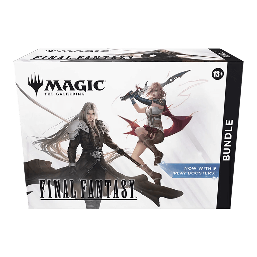 Magic: The Gathering: Final Fantasy Bundle box with game characters on the cover, includes 9 play boosters.