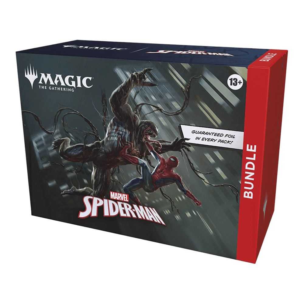Magic: The Gathering: Marvel's Spider-Man Bundle packaging featuring Spider-Man battling a villain.