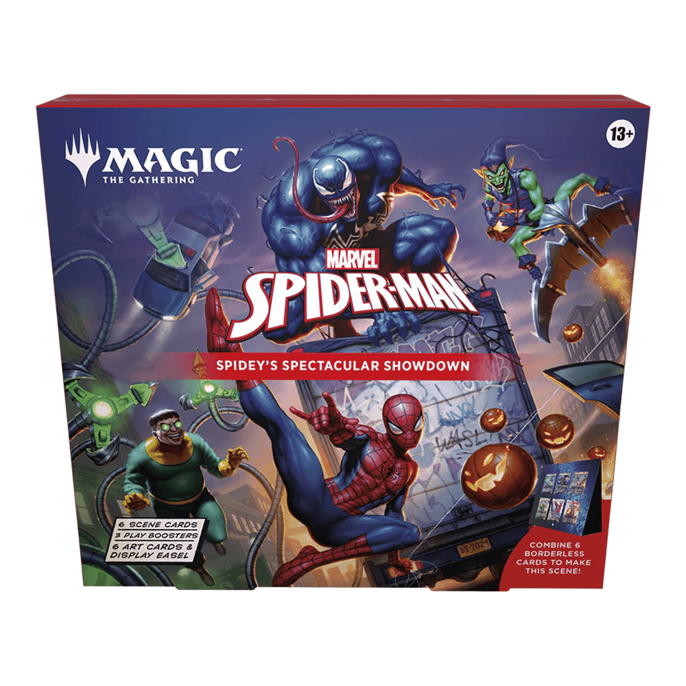 Magic: The Gathering: Marvel's Spider-Man Scene Box featuring iconic Spider-Man showdown artwork.