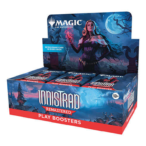 Magic: The Gathering - Innistrad Remastered Play Booster (36 Count) box featuring gothic artwork.
