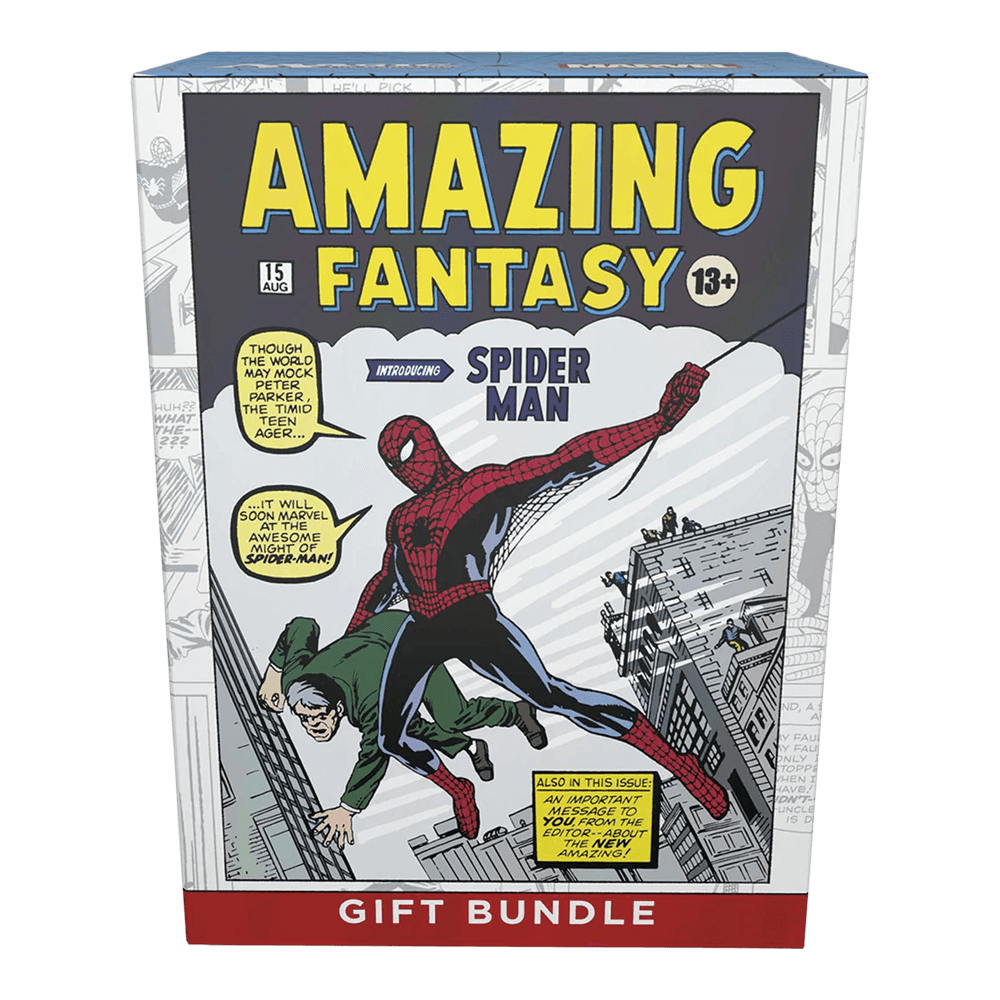 Magic: The Gathering: Marvel's Spider-Man Gift Bundle featuring Amazing Fantasy comic artwork on the box packaging.