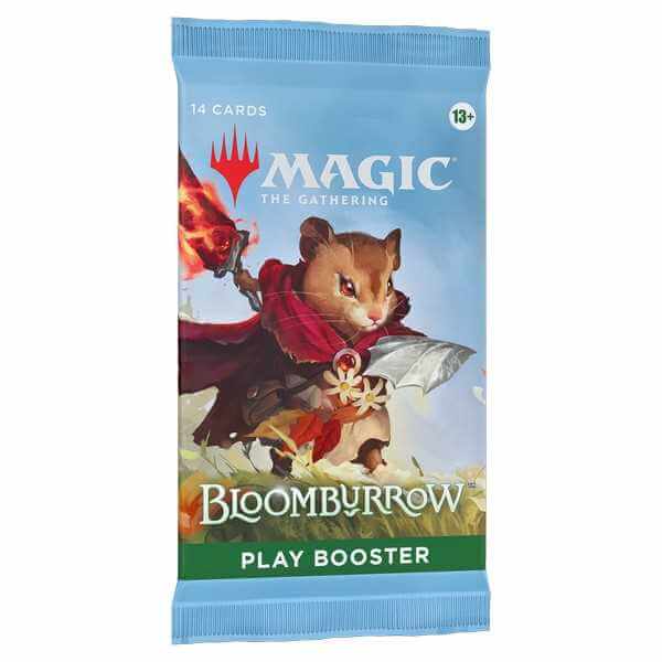 MTG: Bloomburrow Play Booster (36) pack featuring a heroic mouse with a sword and cape on the cover.