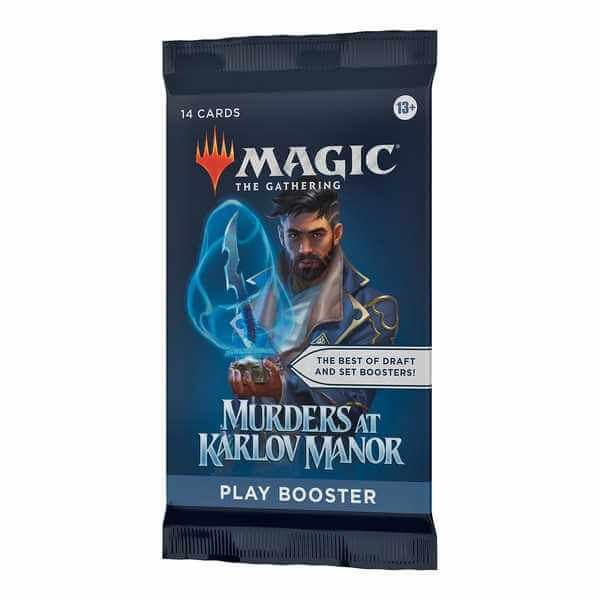 Alt Tag: MTG: Murders at Karlov Manor Play Booster (36) pack featuring a detective theme from Magic: The Gathering's Ravnica series