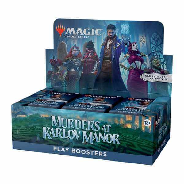MTG: Murders at Karlov Manor Play Booster (36) box set featuring Ravnica detectives and powerful citizens on display.