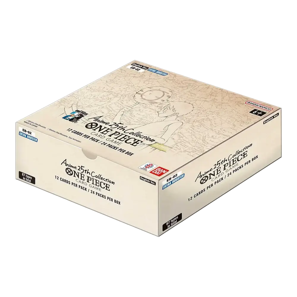 One Piece Card Game: Booster Box (EB-02) Anime 25th Collection packaging with 24 packs and new illustrations.