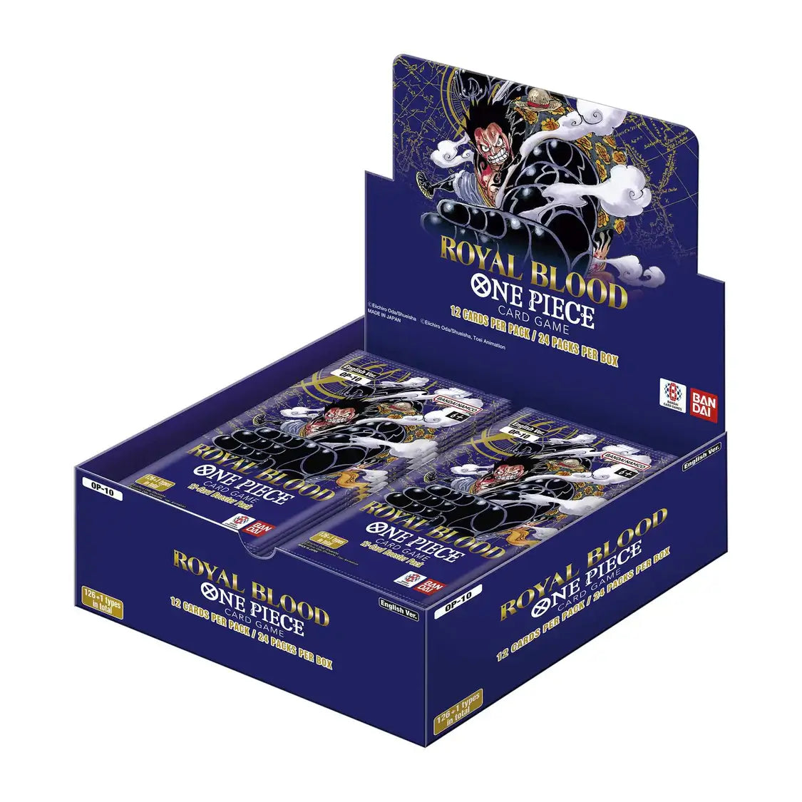 One Piece Card Game: Booster Box - (OP-10) Royal Blood featuring new leader cards and powerful effects, 24 booster packs per box.