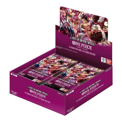 One Piece Card Game: Booster Box (OP-11) A Fist of Divine Speed display box and packs