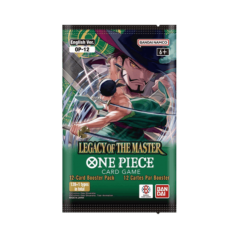 One Piece Card Game: Booster Pack (OP-12) featuring Legacy of the Master theme with 12 cards per pack.
