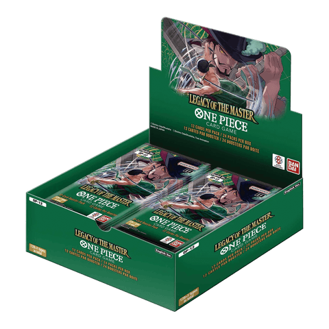 One Piece Card Game: Booster Box (OP-12) display showing card packs with leader cards and rare types for thrilling battles.