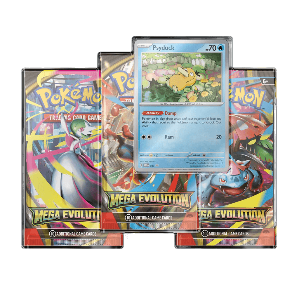 Pokémon TCG: Mega Evolution - 3-pack featuring Mega Lucario and Mega Gardevoir with Psyduck card