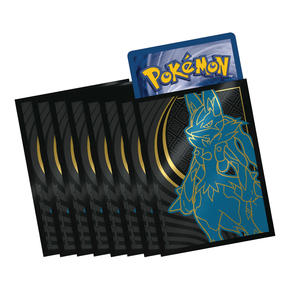 Pokémon TCG: Mega Evolution - Elite Trainer Box - Lucario featuring card sleeves and iconic Pokémon imagery.