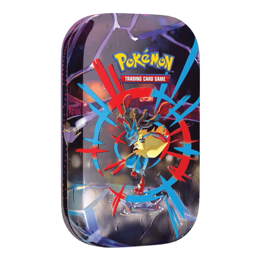 Pokémon TCG: Mega Heroes - Mini Tins featuring Lucario with colorful background from Pokémon Trading Card Game collection.
