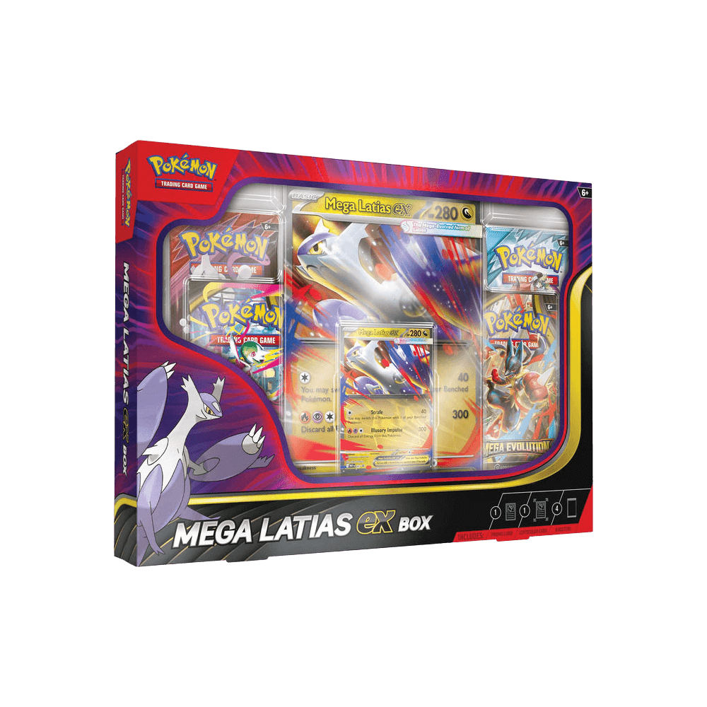 Pokémon TCG: Mega Latias ex Box featuring foil promo card and booster packs