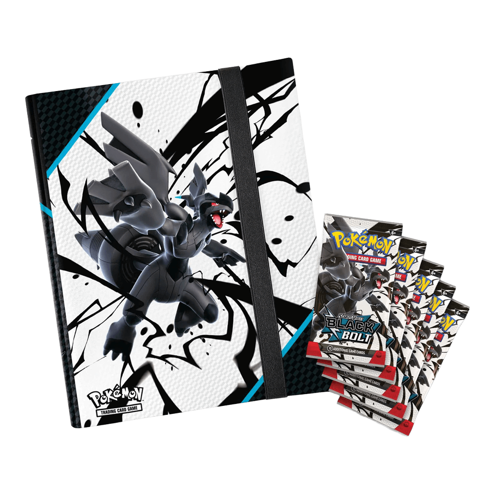 Pokémon TCG: Scarlet & Violet - Black Bolt - Binder Collection Zekrom with booster packs displayed