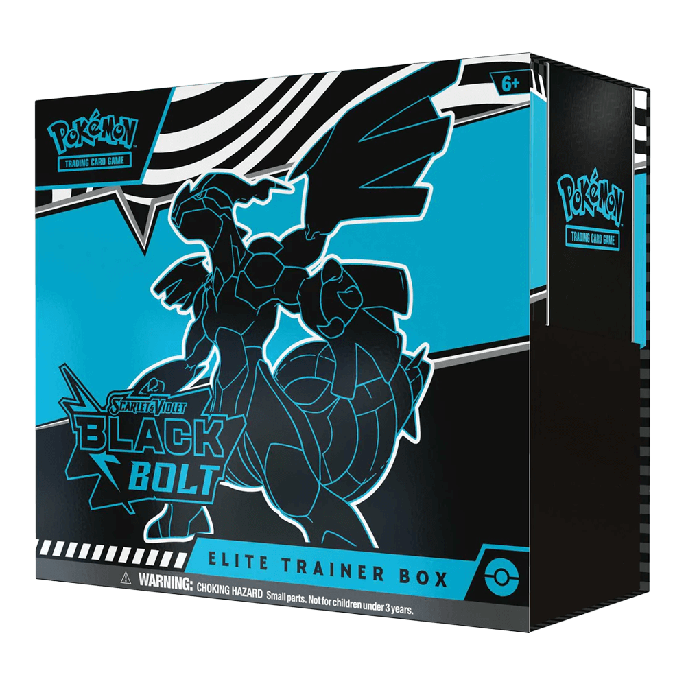 Pokémon TCG: Scarlet & Violet - Black Bolt - Elite Trainer Box Zekrom featuring Legendary Pokémon Zekrom ex packaging.