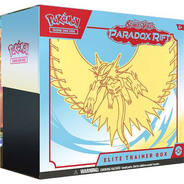 Pokémon TCG: Scarlet & Violet - Paradox Rift - Elite Trainer Box (Roaring Moon) packaging featuring legendary Pokémon design.
