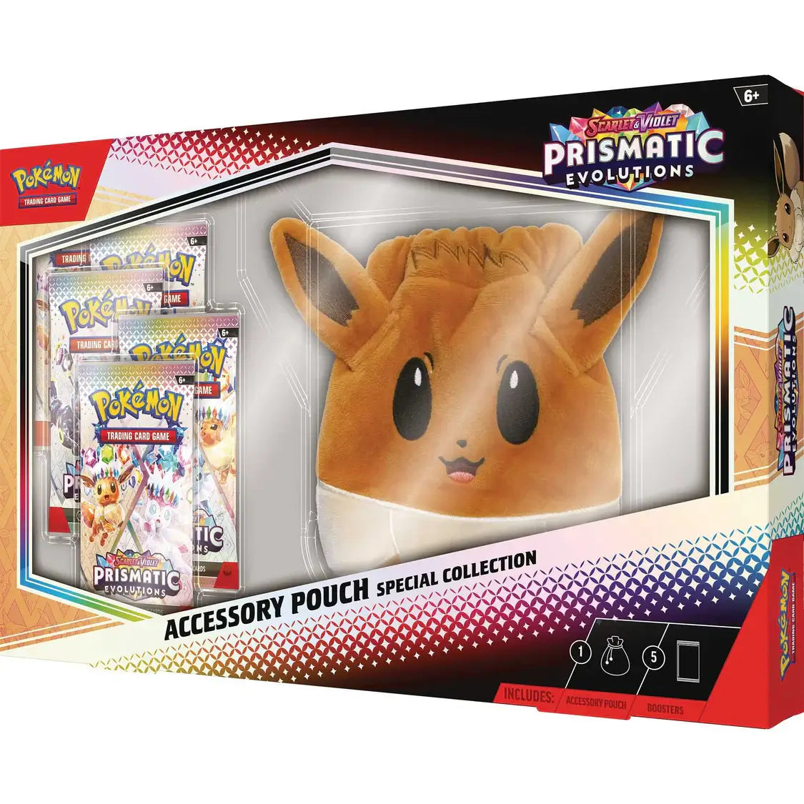 Pokémon TCG: Scarlet & Violet – Prismatic Evolutions - Accessory Pouch Special Collection with Eevee pouch and booster packs.