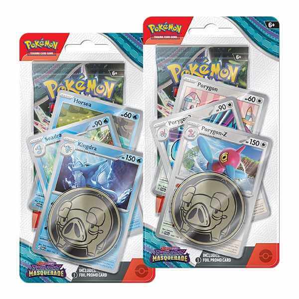 Pokémon TCG: Scarlet & Violet - Twilight Masquerade - Premium Checklane booster packs with promo cards and collectible coin.