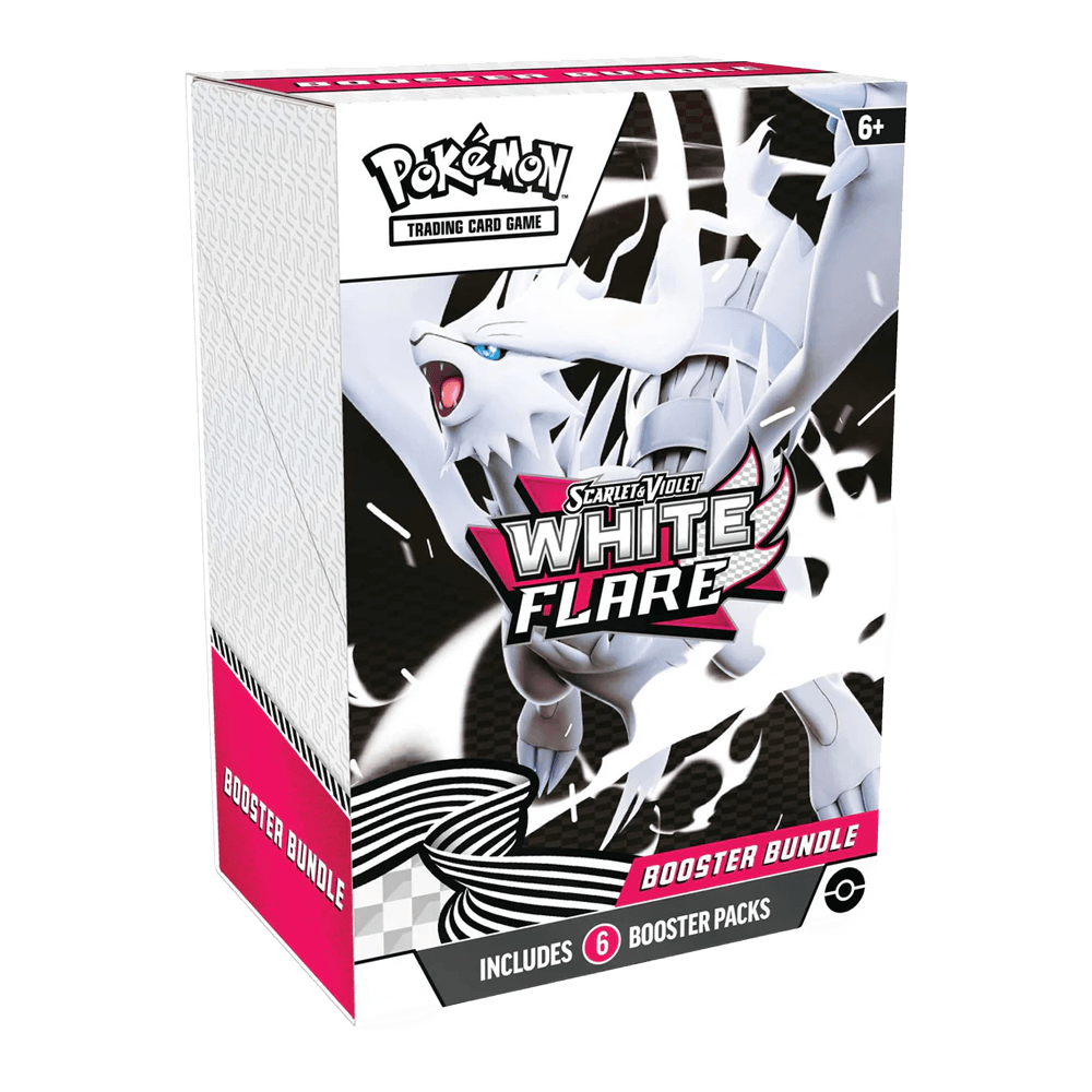 Pokémon TCG: Scarlet & Violet - White Flare - Booster Bundle with Reshiram art on packaging, includes 6 booster packs.