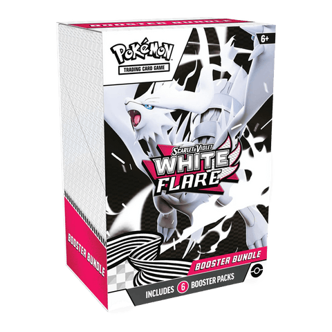 Pokémon TCG: Scarlet & Violet - White Flare - Booster Bundle with Reshiram art on packaging, includes 6 booster packs.