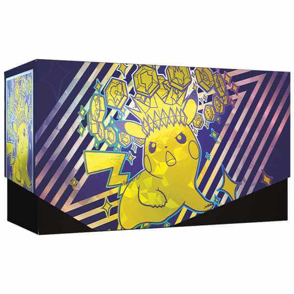 Pokémon TCG: Surging Sparks - Elite Trainer Box featuring Pikachu design on a vibrant, electrifying packaging.