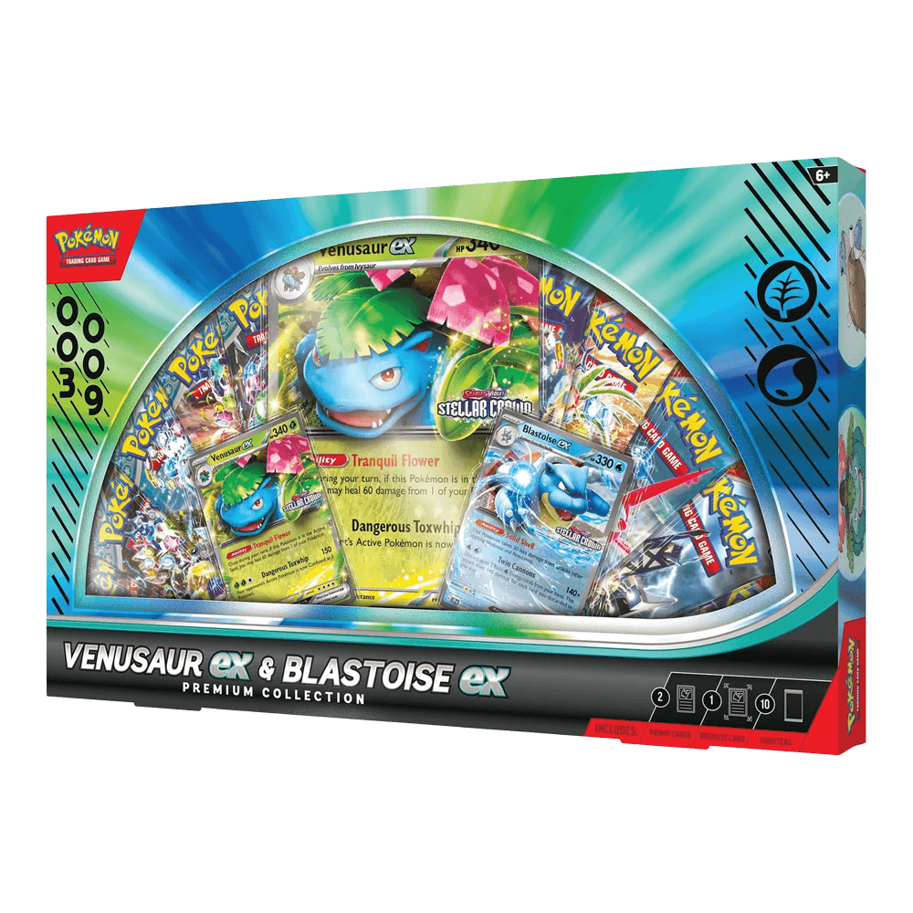 Pokémon TCG: Venusaur /Blastoise ex Premium Collection box with promo cards and booster packs