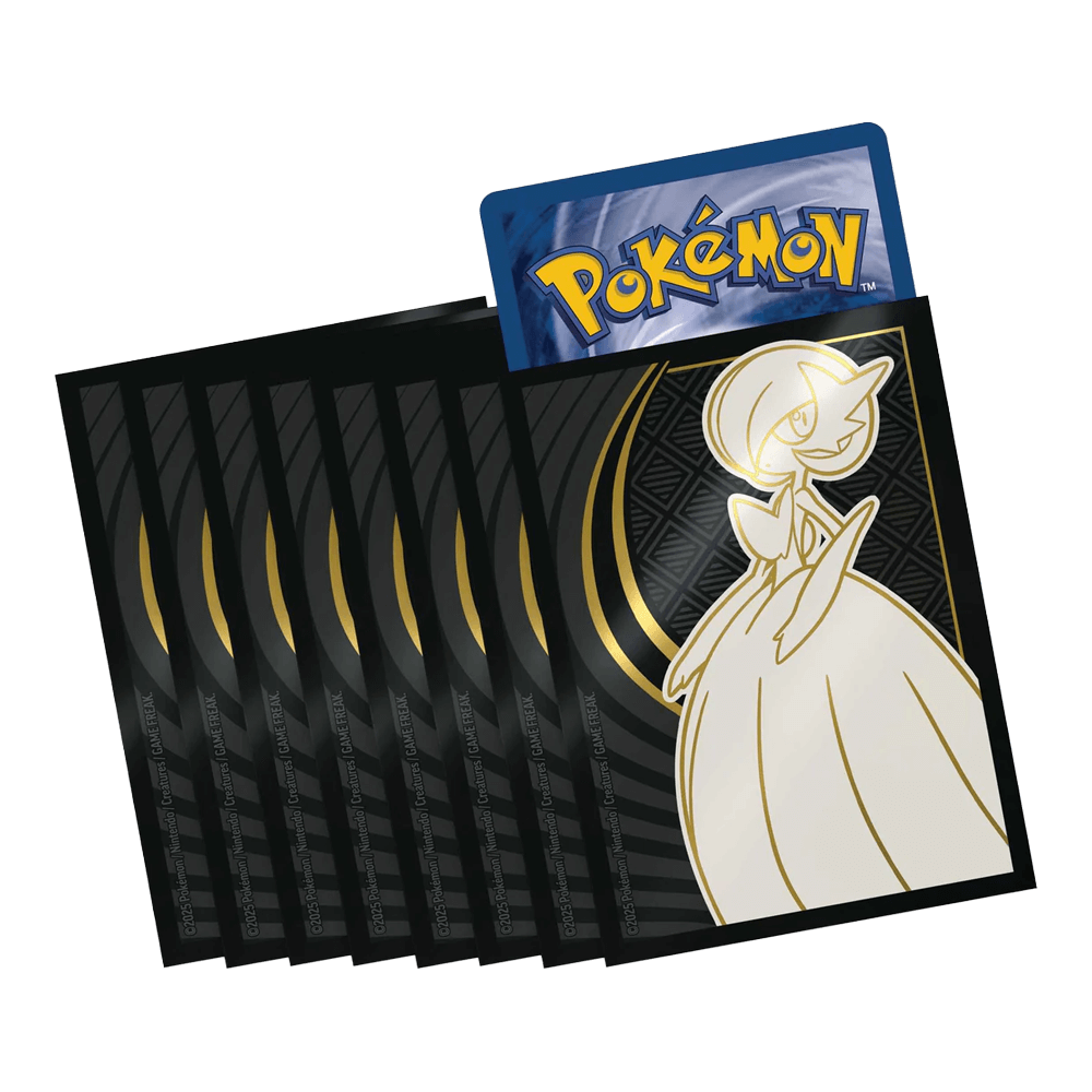 Pokémon TCG: Mega Evolution - Elite Trainer Box - Gardevoir featuring Mega Gardevoir card sleeves and a booster pack.
