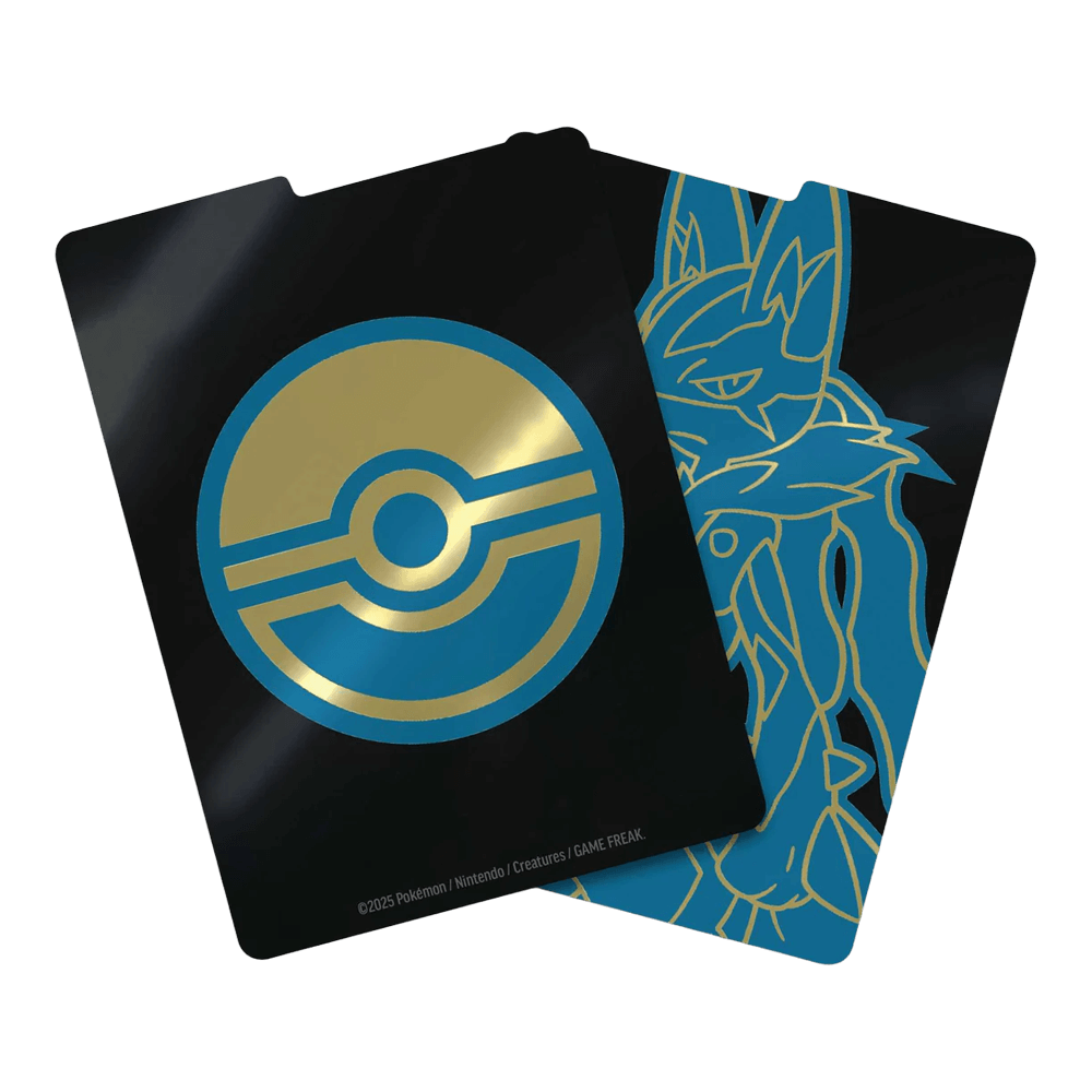 Pokémon TCG: Mega Evolution - Elite Trainer Box - Lucario card sleeves featuring Poké Ball and Lucario design