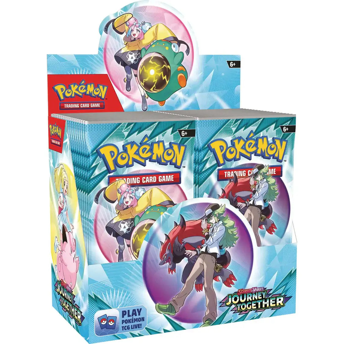 Pokémon TCG: Scarlet & Violet – Journey Together - Booster CDU featuring Trainers and Pokémon ex cards display.