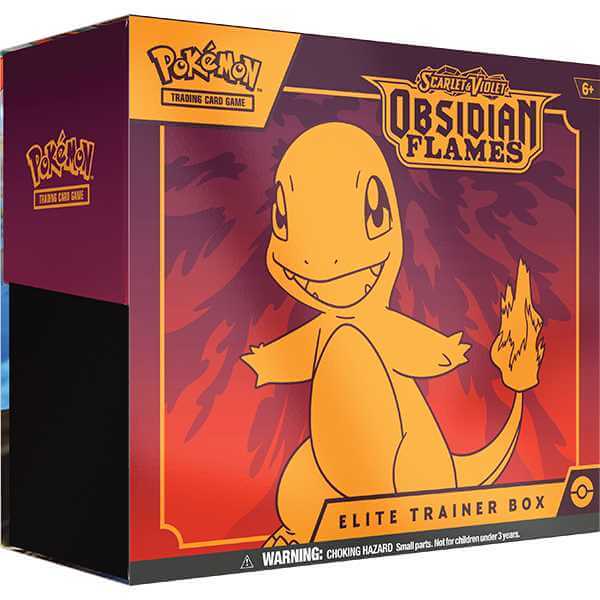 Pokemon TCG: Scarlet & Violet - Obsidian Flames Elite Trainer Box featuring Charmander design on packaging.