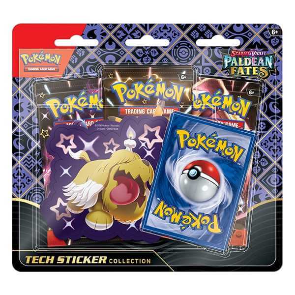 Pokemon TCG: Scarlet & Violet - Paldean Fates Tech Sticker Box - Greavard with Shiny Pokémon stickers and booster packs