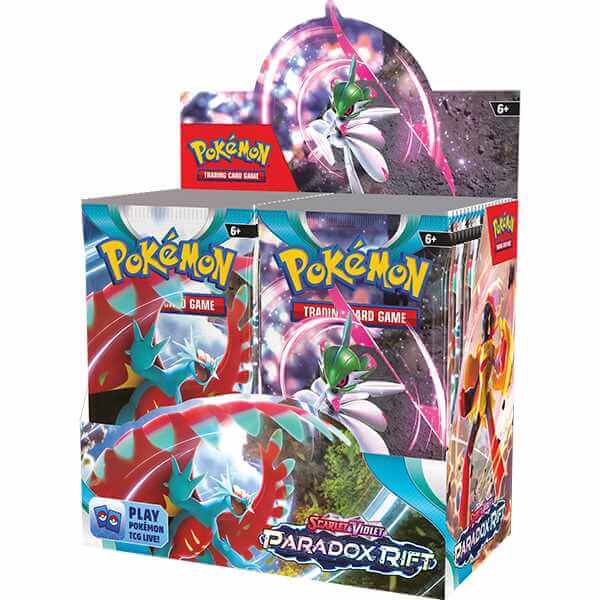 Pokémon TCG: Scarlet & Violet - Paradox Rift - Booster CDU featuring iconic Pokémon ex cards display.