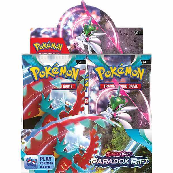 Pokémon TCG: Scarlet & Violet - Paradox Rift - Booster CDU showcasing vibrant card designs and characters.