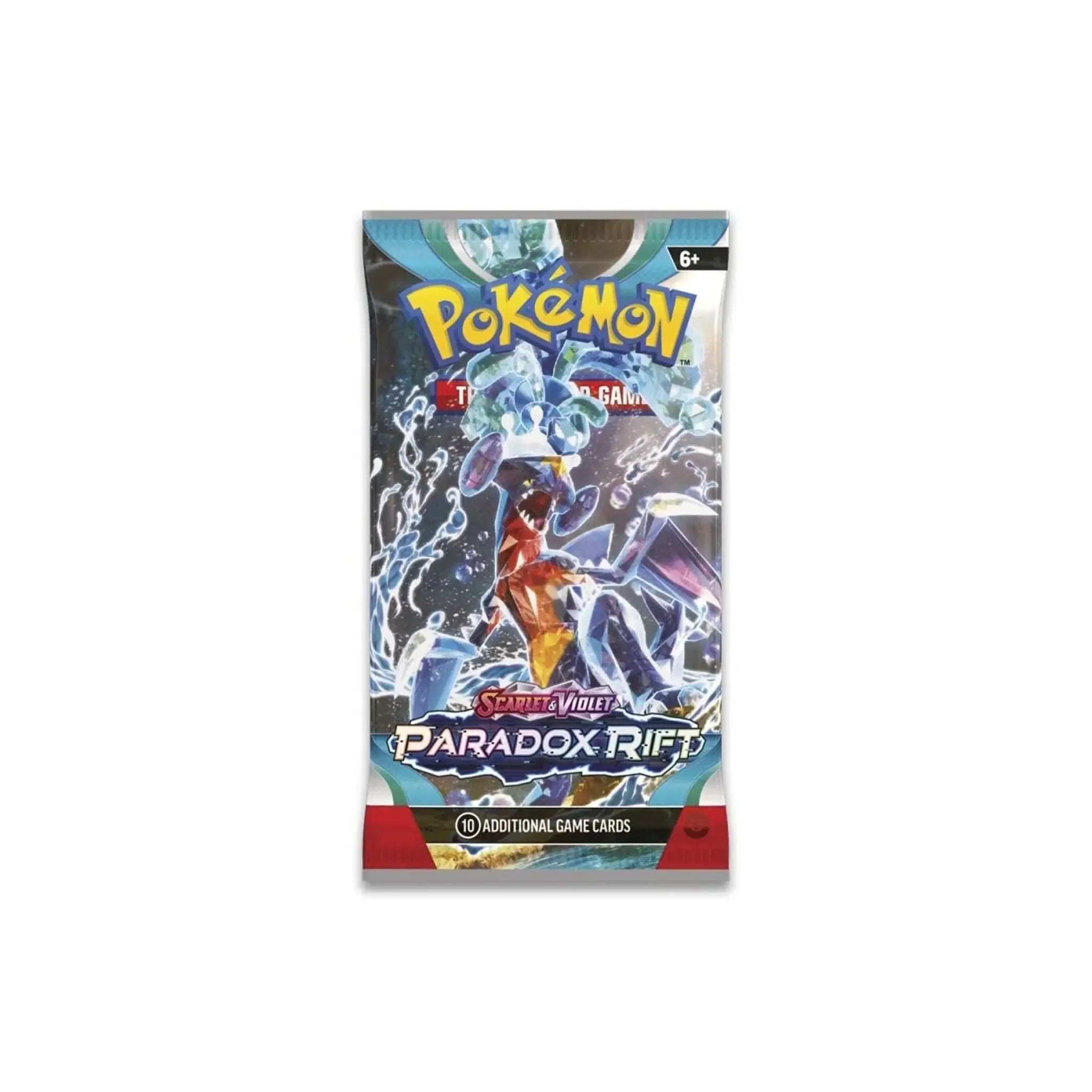 Pokémon TCG: Scarlet & Violet - Paradox Rift - Booster Pack featuring dynamic imagery of new and ancient Pokémon ex cards.