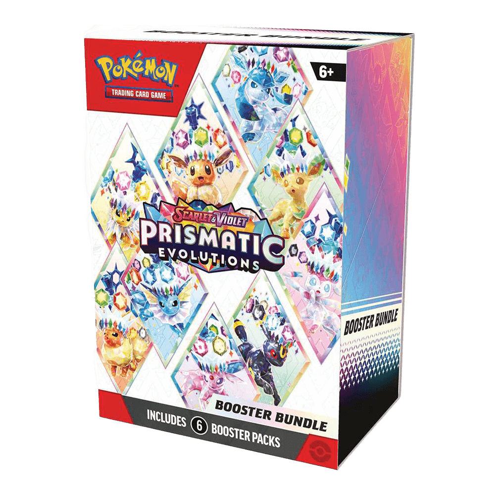 Pokémon TCG: Scarlet & Violet 8.5 - Prismatic Evolutions - Booster Bundle featuring Eevee evolutions art.