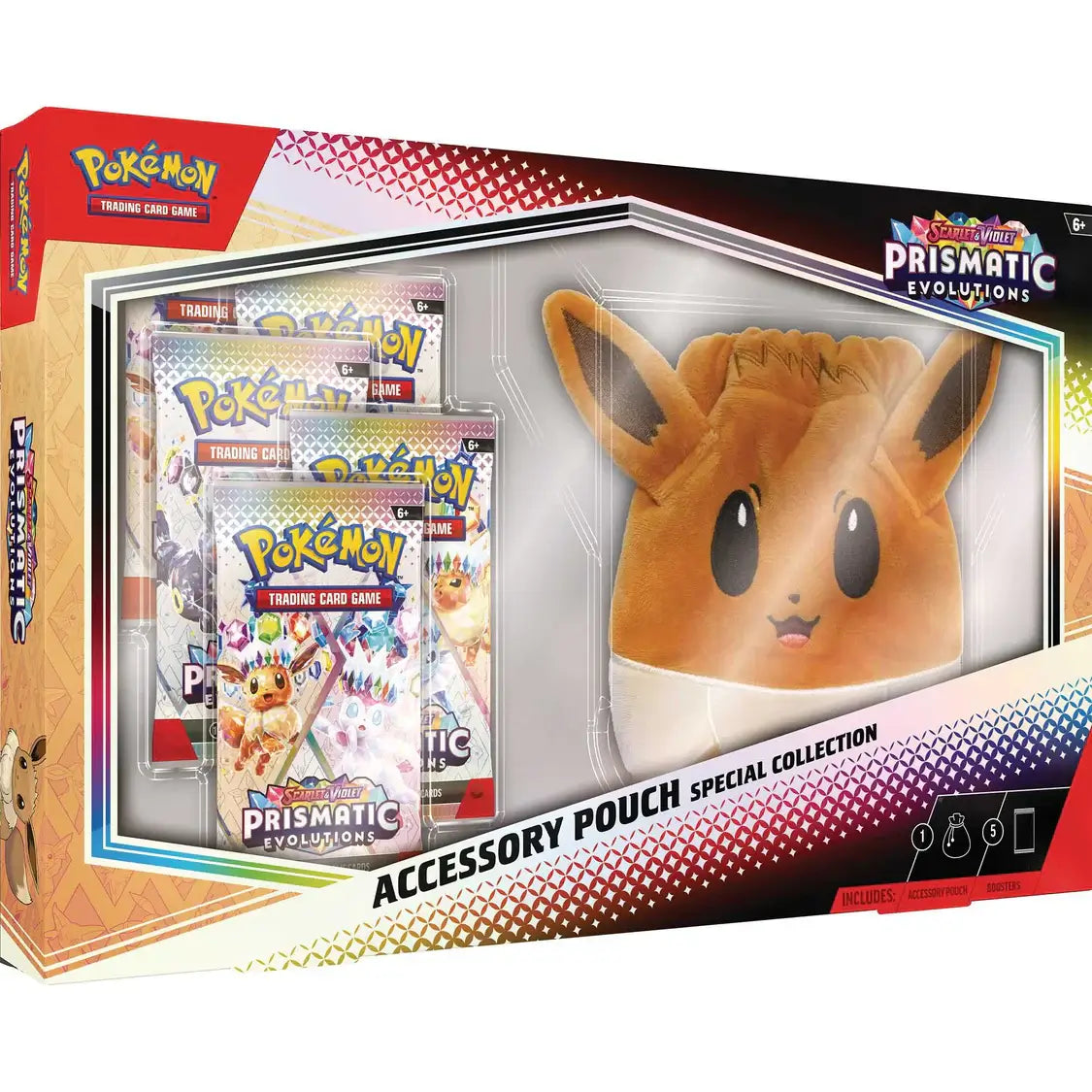 Pokémon TCG: Scarlet & Violet – Prismatic Evolutions - Accessory Pouch Special Collection featuring Eevee pouch and booster packs