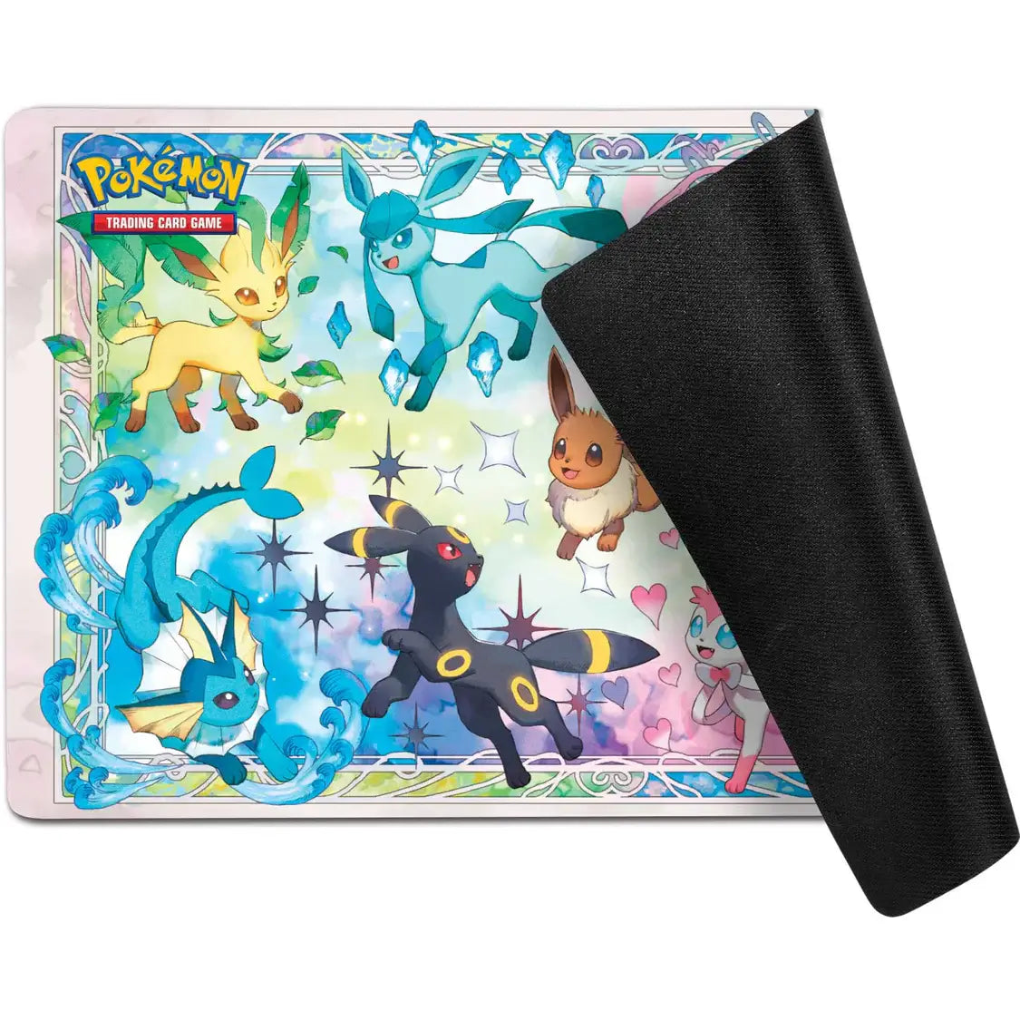Pokémon TCG: Scarlet & Violet - Prismatic Evolutions - Super-Premium Collection playmat with Eevee and Evolutions design.
