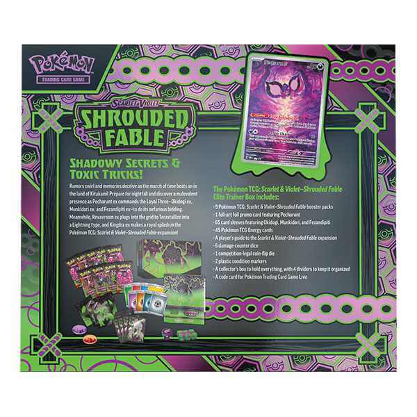 Pokemon TCG: Scarlet & Violet - Shrouded Fable - Elite Trainer Box, featuring cards and accessories for the Kitakami adventure.