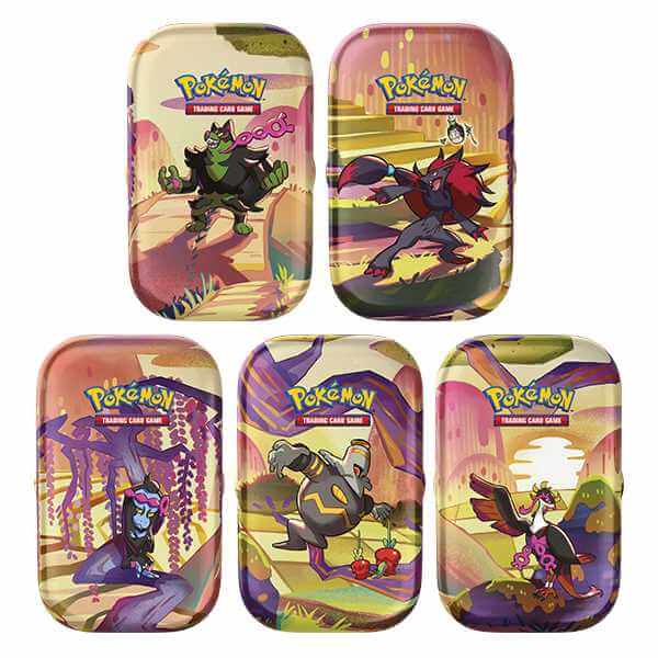 Pokemon TCG: Scarlet & Violet - Shrouded Fable Mini Tins featuring various Pokémon designs